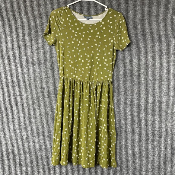 Modcloth Dresses & Skirts - Modcloth Dress Womens Small Green Short Sleeve Peace Signs Hippie‎ Lightweight